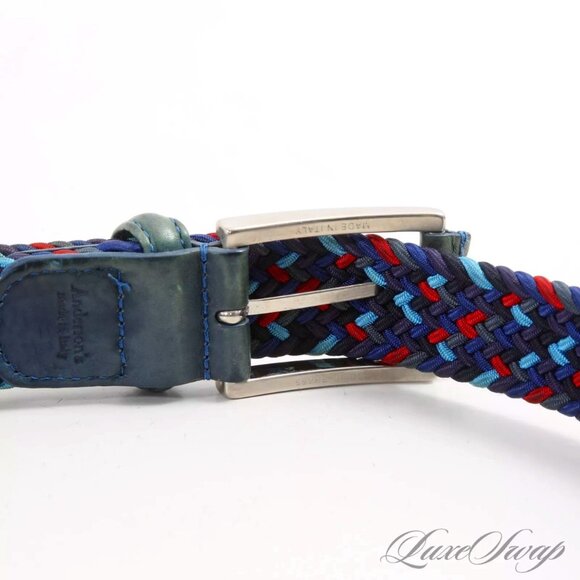 $450 Authentic ANDERSON'S Made in ITALY Men's Multi-Colors Braided Belt Sz.36 - Picture 3 of 12